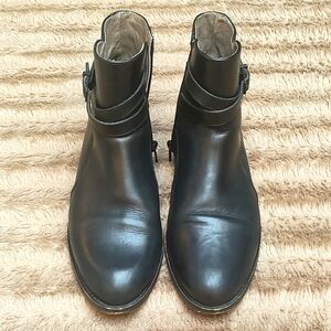 H London black leather boots ankle zip size 39